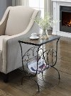 Black Metal Slate Magazine End Table - Stone