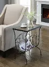 Black Metal Slate Magazine End Table - Stone
