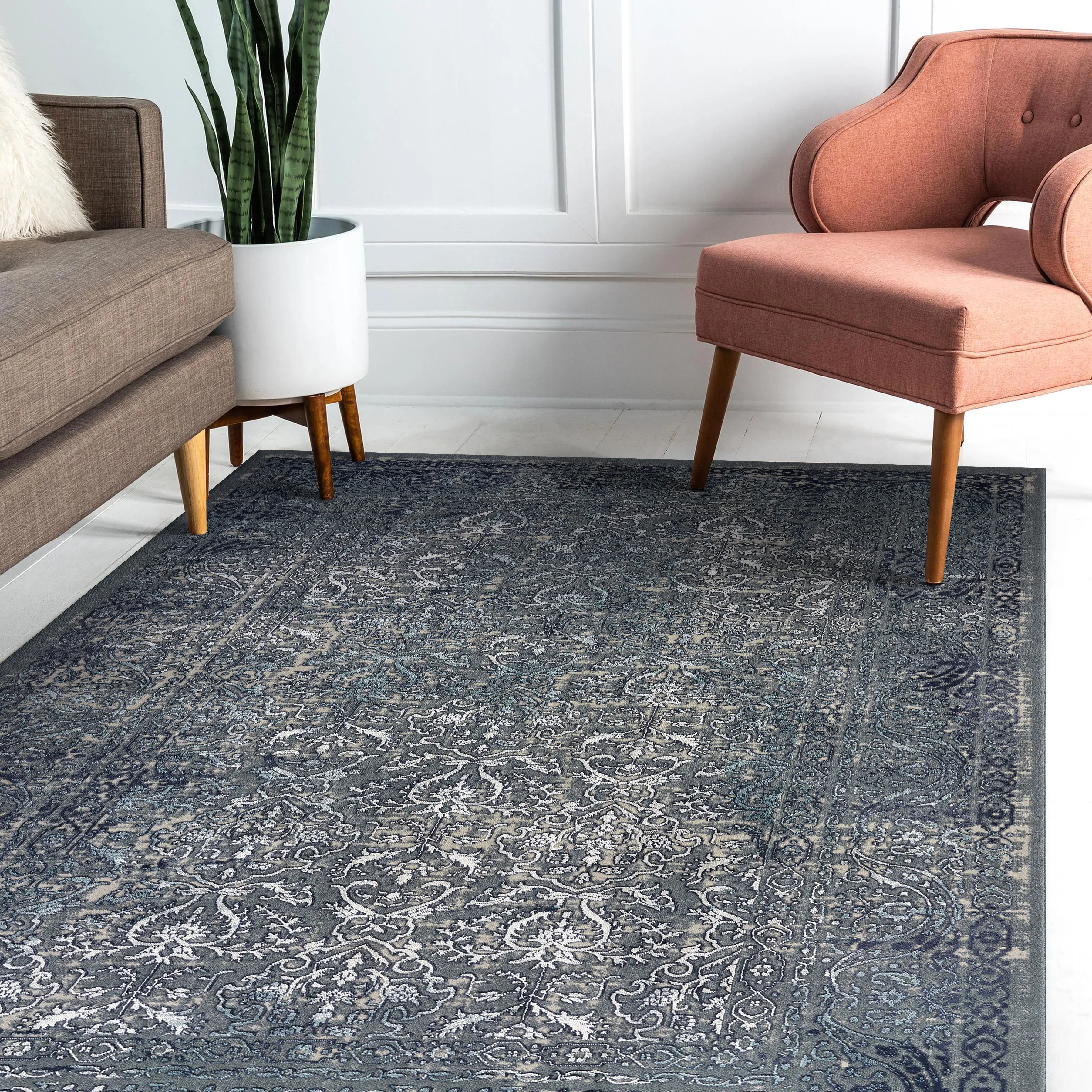 5 x 8 Medium Niagra Blue Area Rug - Imagine-2