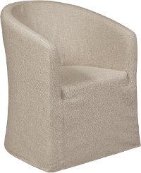 Taupe Upholstered Barrel Style Dining Room Chair - Modern Eclectic