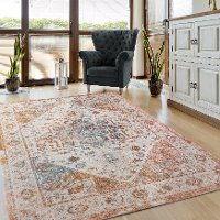 5 x 8 Medium Persian Beige, Cream, and Rust Indoor-Outdoor Area Rug - Antiquity-2