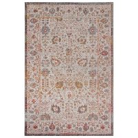 5 x 8 Medium Beige, Cream, and Rust Bohemian Indoor-Outdoor Area Rug - Antiquity