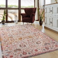 5 x 8 Medium Beige, Cream, and Rust Bohemian Indoor-Outdoor Area Rug - Antiquity-2