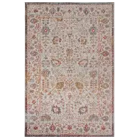 5 x 8 Medium Bohemian Beige and Rust Indoor-Outdoor Area Rug - Antiquity