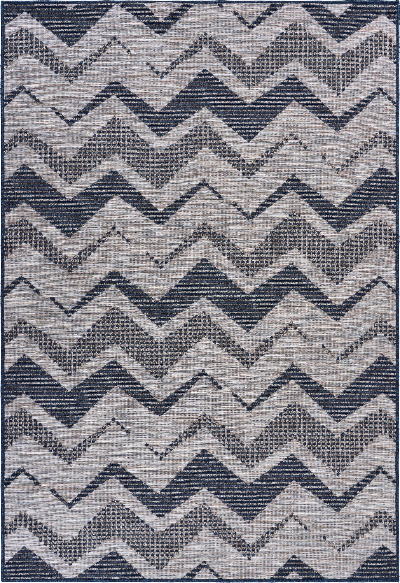 8 x 10 Large Gray Geometric Indoor-Outdoor Rug - Retreat-1