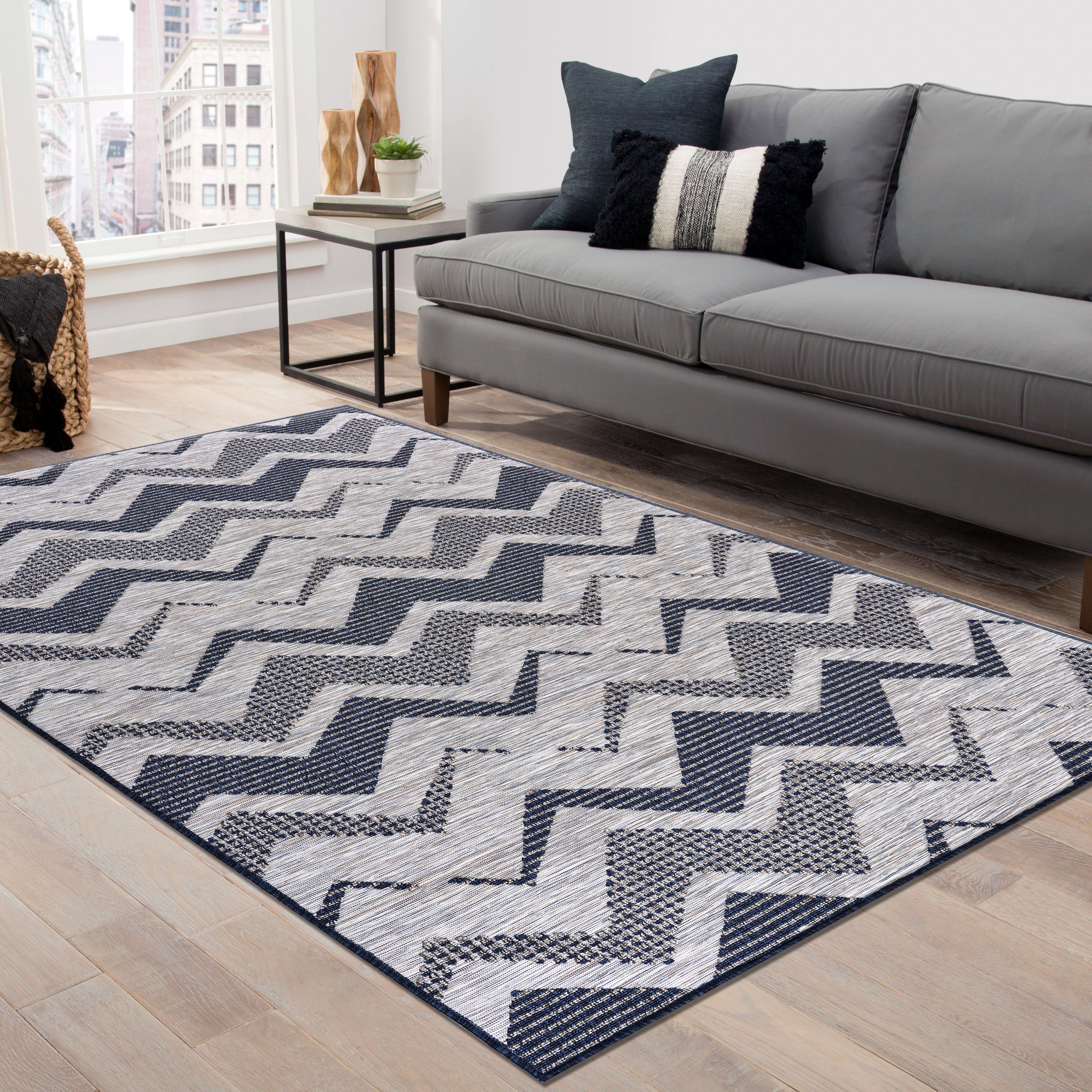 8 x 10 Large Gray Geometric Indoor-Outdoor Rug - Retreat-2