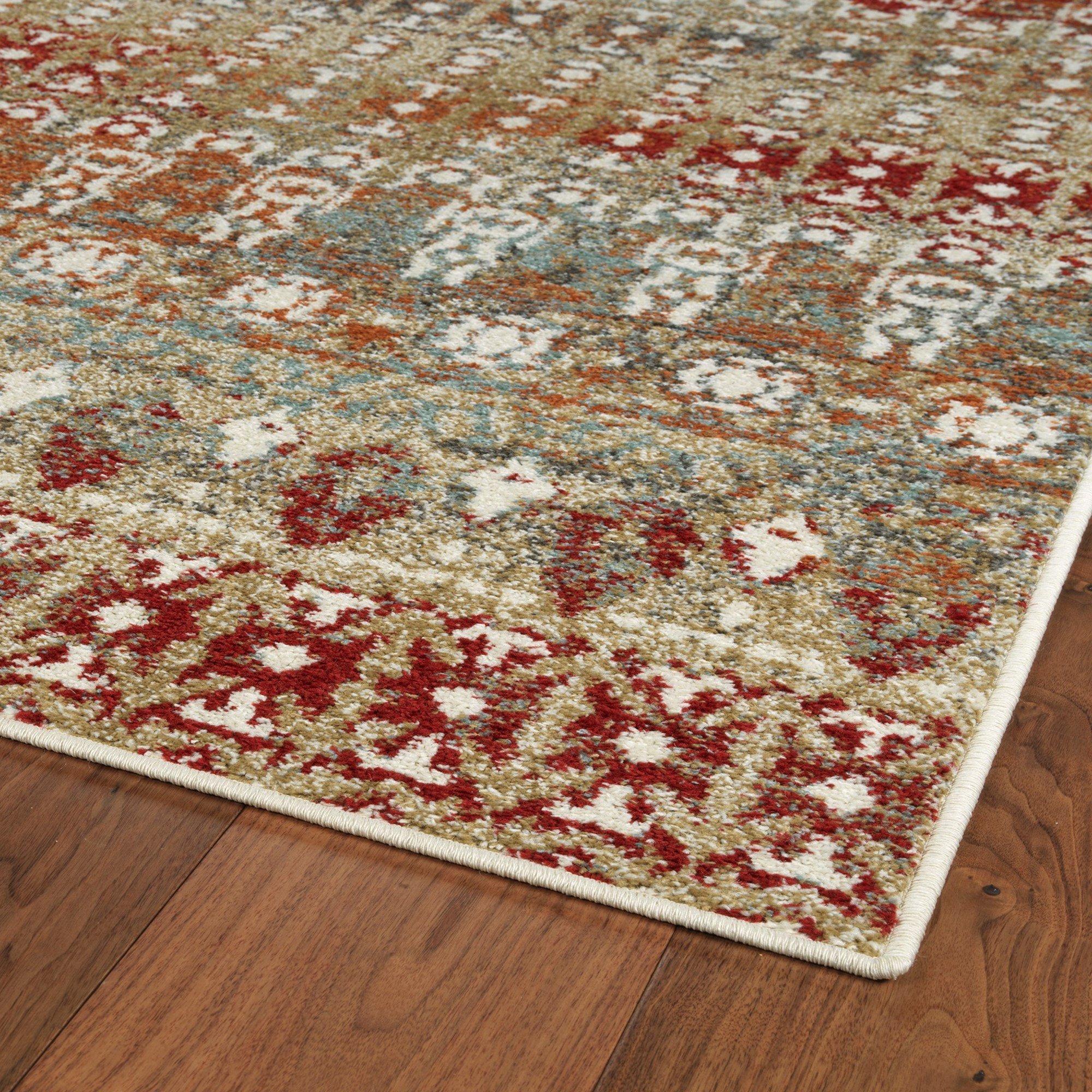 5 x 8 Medium Gold and Red Area Rug - Kavon-2