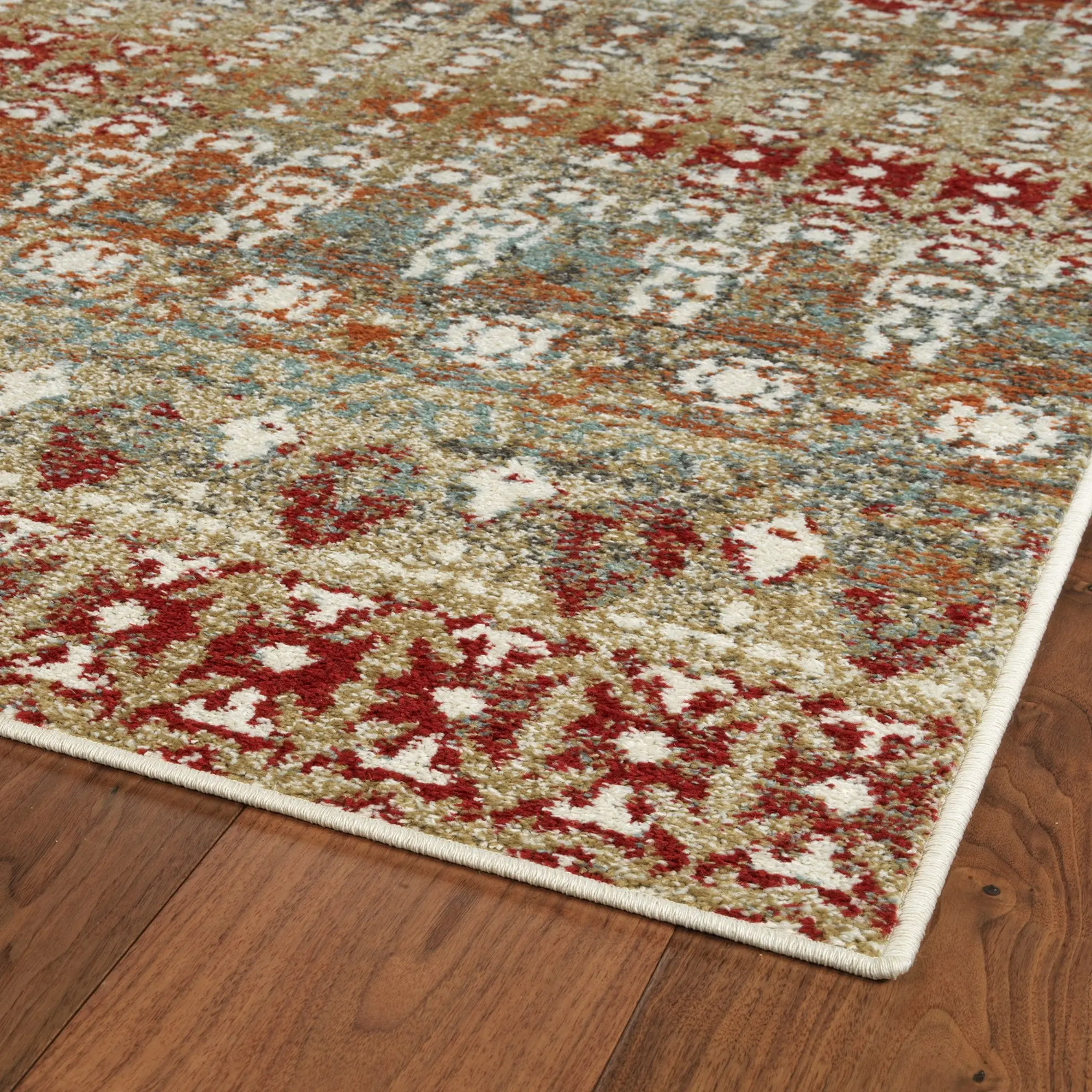 5 x 8 Medium Gold and Red Area Rug - Kavon-2