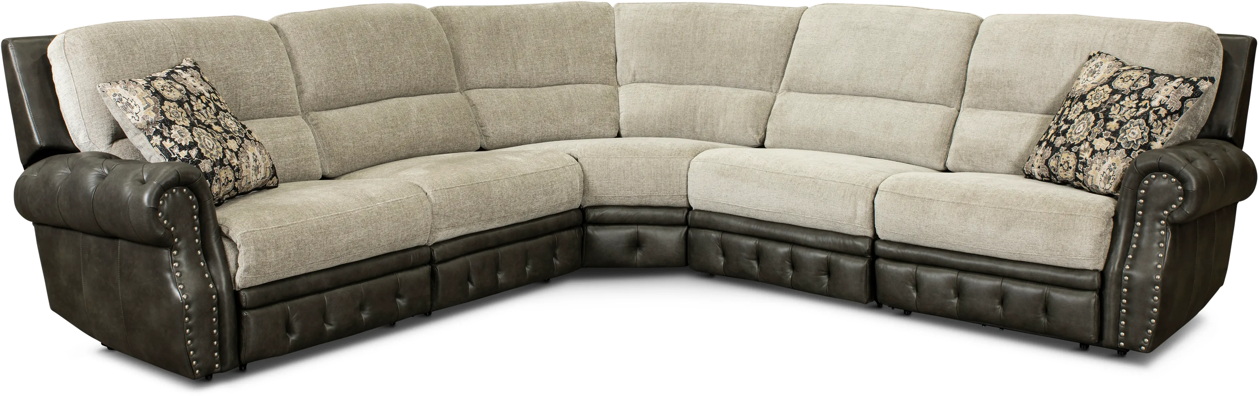 Spirit Gray 5 Piece Power Reclining Sectional-1