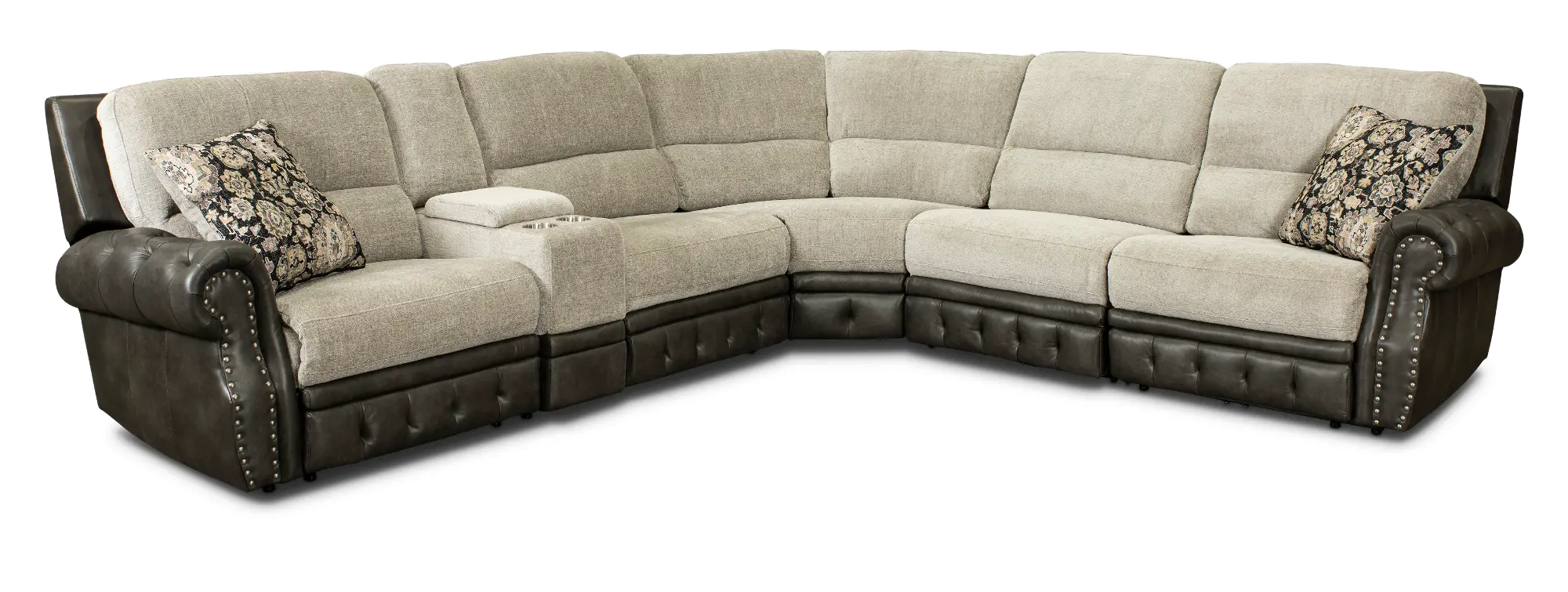 Spirit Gray 6 Piece Power Reclining Sectional-1