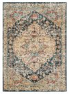 5 x 8 Medium Navy Blue, Faded Green, and Gold Area Rug - Marrakesh