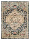 5 x 8 Medium Navy Blue, Faded Green, and Gold Area Rug - Marrakesh