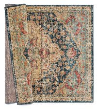 5 x 8 Medium Navy Blue, Faded Green, and Gold Area Rug - Marrakesh-2
