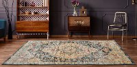 5 x 8 Medium Navy Blue, Faded Green, and Gold Area Rug - Marrakesh-4