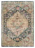 Marrakesh 5 x 8 Navy Blue, Faded Green, and Gold Area Rug
