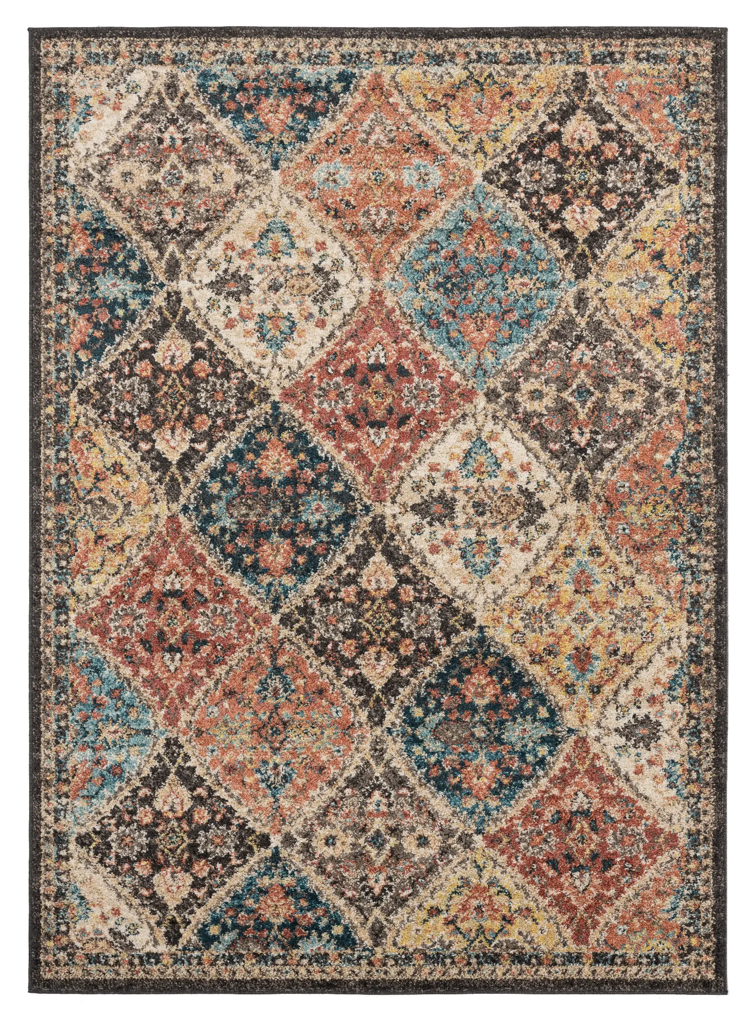 5 x 8 Medium Brick Red, Walnut Brown, and Onyx Area Rug - Marrakesh-1