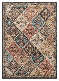 5 x 8 Medium Brick Red, Walnut Brown, and Onyx Area Rug - Marrakesh