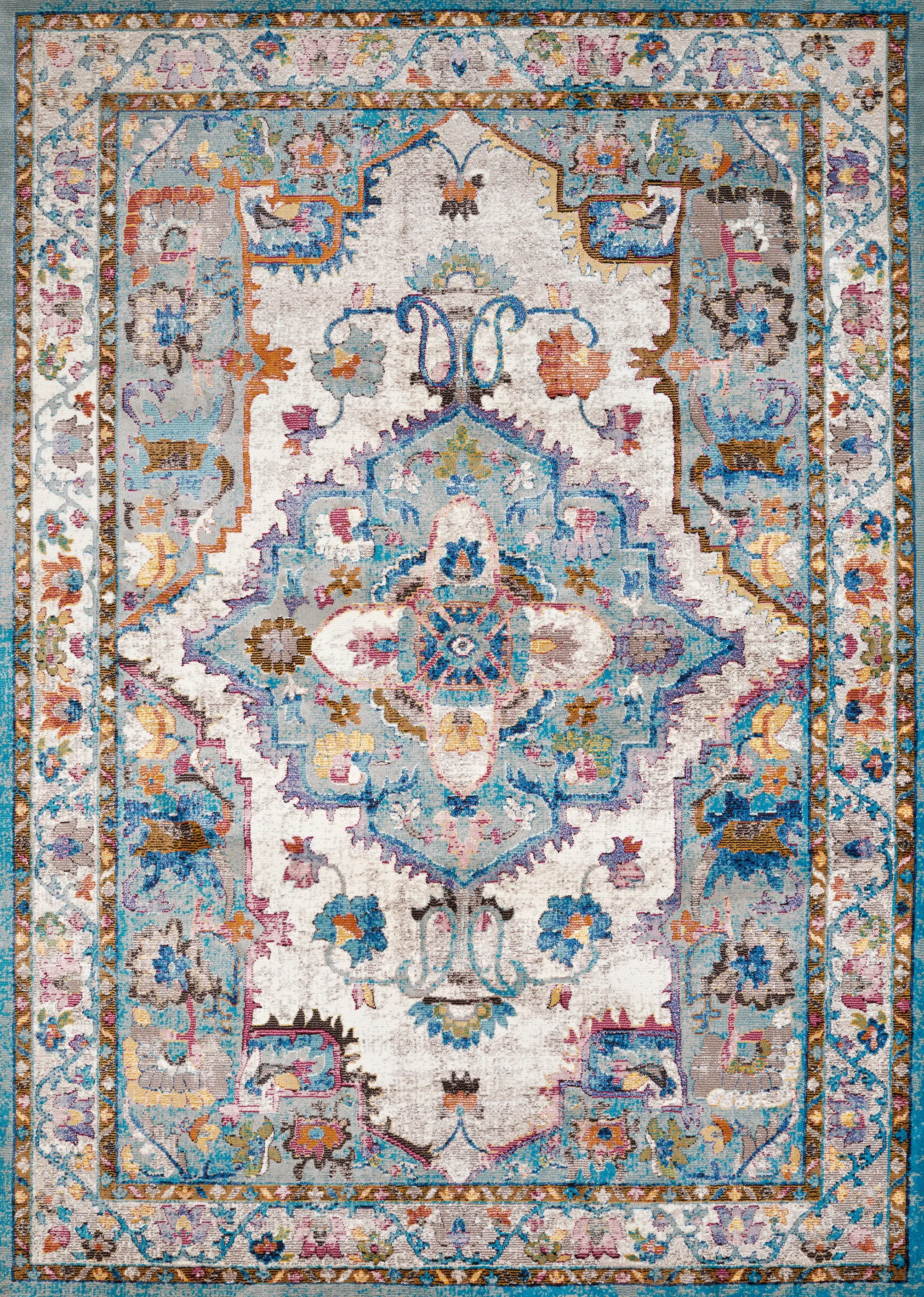5 x 8 Medium Cerulean Blue Area Rug - Rhapsody Kent-1