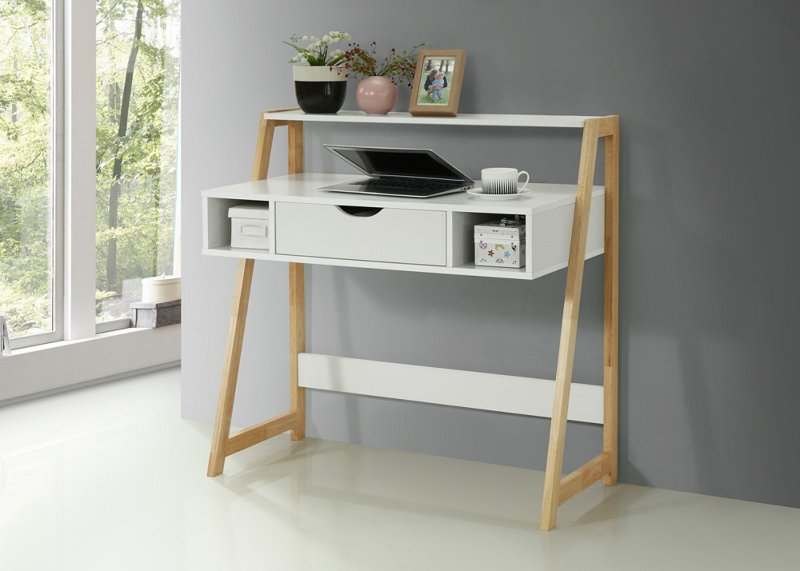 White And Natural Wood Writing Desk Heidi Rc Willey Furniture
