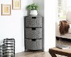Gray Wicker and Black Metal 3 Drawer Corner Cabinet - Autumn