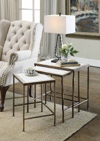 Rustic Bronze 3 Piece Nesting Tables - Travertine