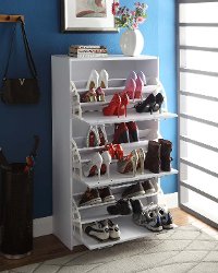 White Deluxe Triple Shoe Cabinet - Sepulveda