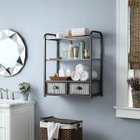 Metal Gray and Galvanized Wall Cabinet with 2 Drawers - Intek