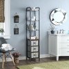 Multi Textured Metal Gray and Galvanized Tower with Three Drawers - Intek