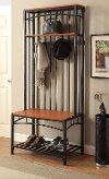 Cherry and Black Metal Entry Hall Bench