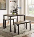 Brown and Black 3 Piece Dining Set - Boltzero