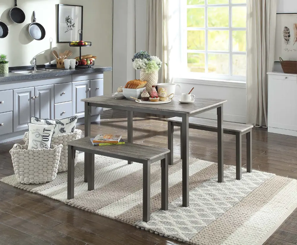 Brown and Gray 3 Piece Dining Set - Boltzero-1