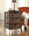 Metal Brown Wicker and Black Metal Three Drawer Chest - Farmington