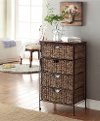 Saddle Brown Weave and Black Metal Four Drawer Chest - Farmington