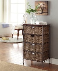 Saddle Brown Weave and Black Metal Four Drawer Chest - Farmington