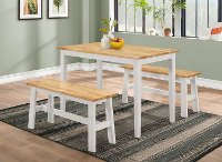 Natural and White 3 Piece Dining Room Set - New York