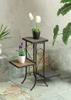 Slate Stone and Black Metal 3 Tier Plant Stand