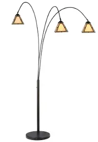 79 Inch Brown and Beige Arc Floor Lamp - Lisbon