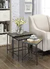 Black Metal and Stone Slate 3 Piece Nesting Tables