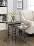 Black Metal and Stone Slate 3 Piece Nesting Tables
