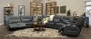Sky Gray Leather-Match Power Reclining Sectional Console - Rockies