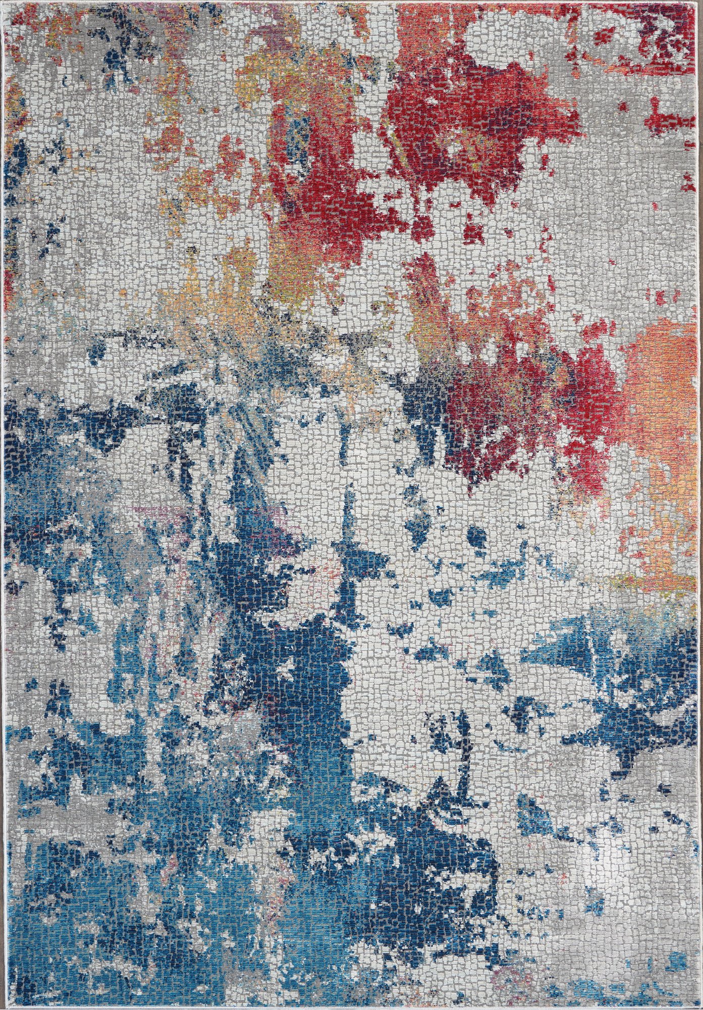 ANR10 5 x 8 Medium Artistic Navy, Red, and Gray Area Rug - Ankara Global-1