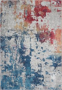 5 x 8 Medium Artistic Navy, Red, and Gray Area Rug - Ankara Global