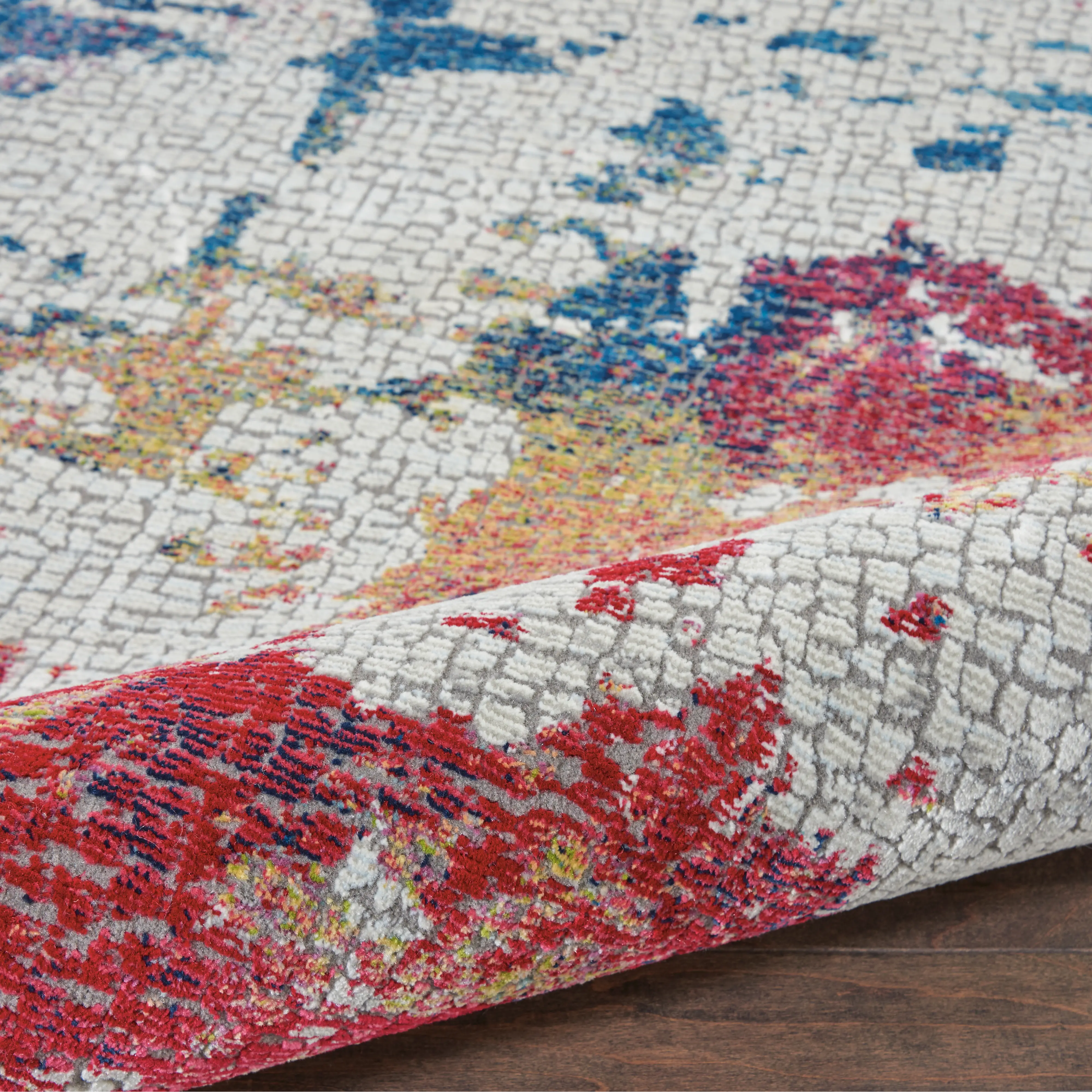 ANR10 5 x 8 Medium Artistic Navy, Red, and Gray Area Rug - Ankara Global-2