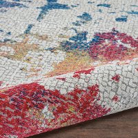 5 x 8 Medium Artistic Navy, Red, and Gray Area Rug - Ankara Global-2