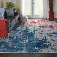 5 x 8 Medium Artistic Navy, Red, and Gray Area Rug - Ankara Global-4