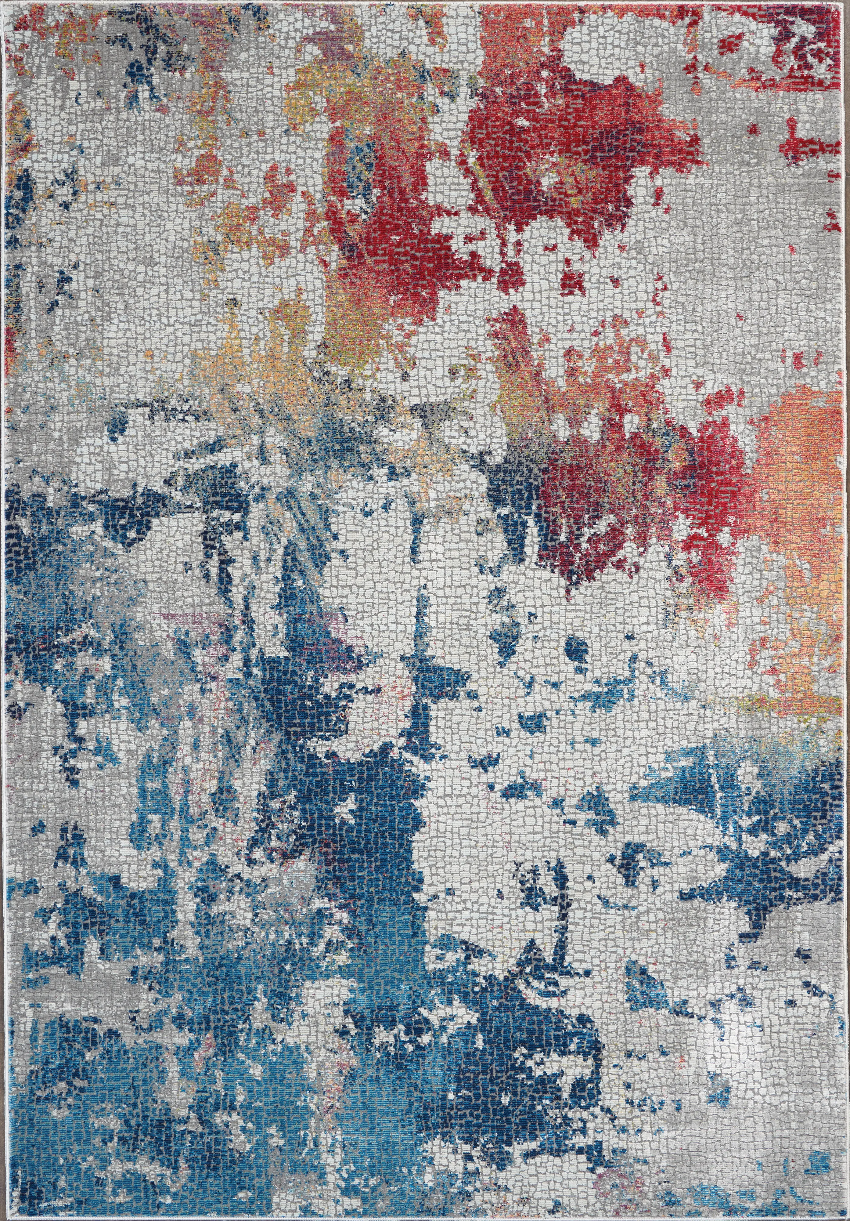 ANR10 5 x 8 Medium Artistic Navy, Red, and Gray Area Rug - Ankara Global-7
