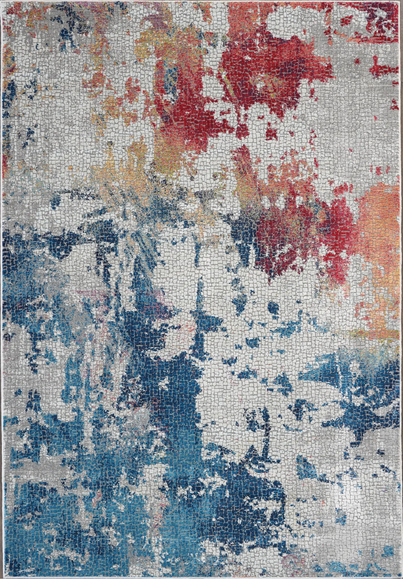 ANR10 8 x 10 Large Artistic Navy, Red, and Gray Area Rug - Ankara Global-1
