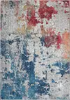 ANR10 8 x 10 Large Artistic Navy, Red, and Gray Area Rug - Ankara Global