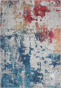 ANR10 8 x 10 Large Artistic Navy, Red, and Gray Area Rug - Ankara Global