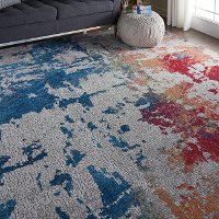 8 x 10 Large Artistic Navy, Red, and Gray Area Rug - Ankara Global-5